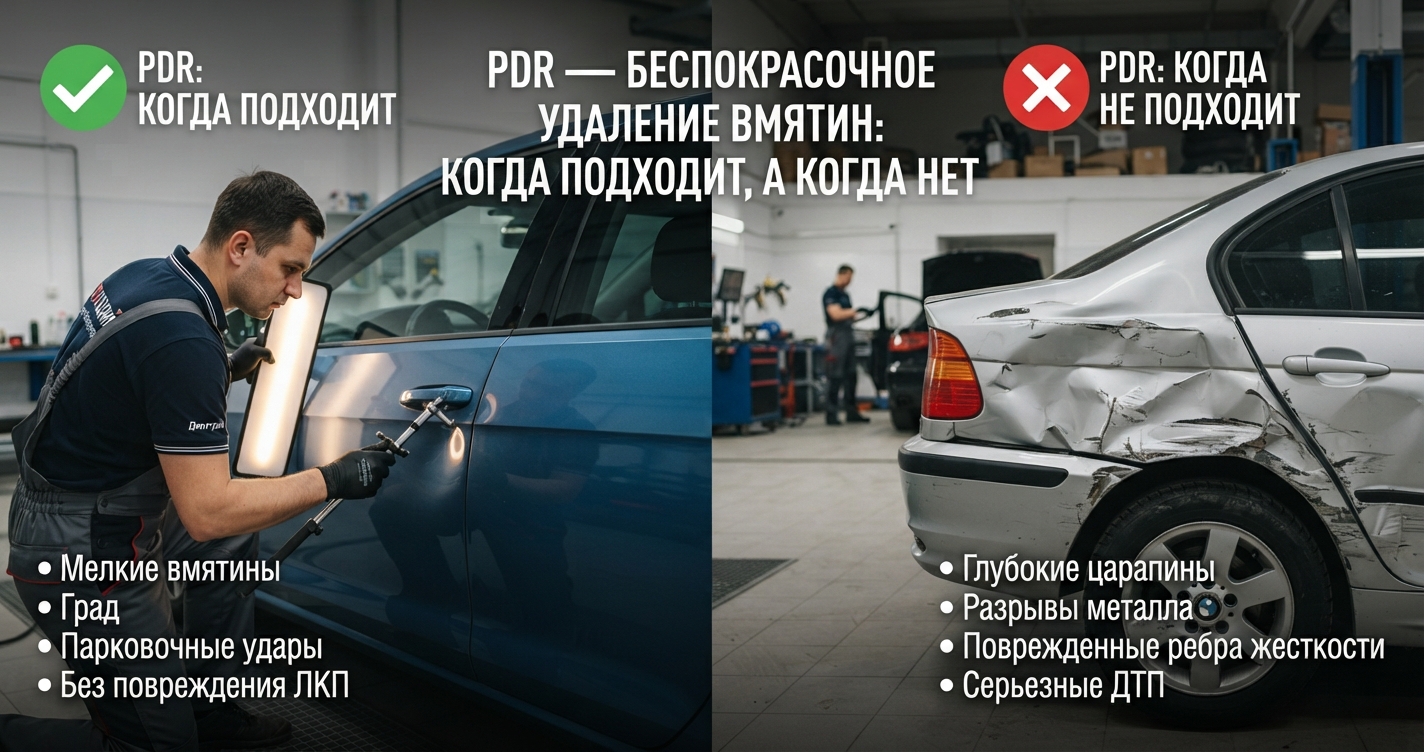 PDR — беспокрасочное удаление вмятин: когда подходит, а когда нет | Оклейка и тонировка автомобилей в СПб